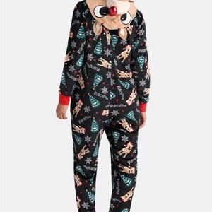 Rudolph Women's Super Minky Union Suit Pajamas with Hood 12-14 L